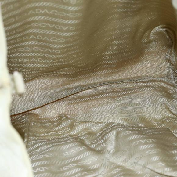 PRADA Hand Bag Nylon Silver Beige Auth 85481 - Picture 10 of 16